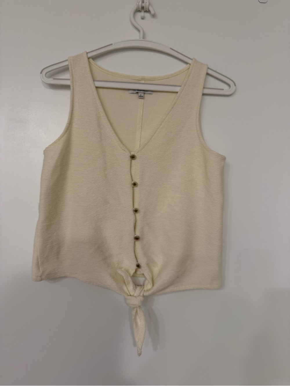 Madewell Sleeveless Cream Button-Front Tie Hem Tank Top
